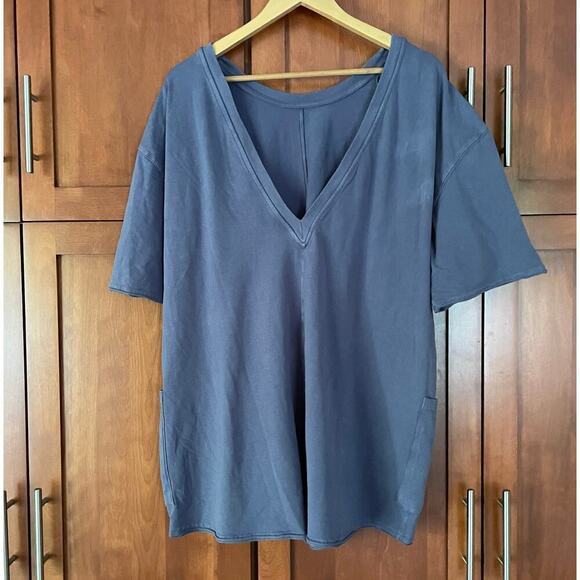 Free People Movement Hot Shot Tee Romper Blue Indigo Size Medium - Picture 7 of 11